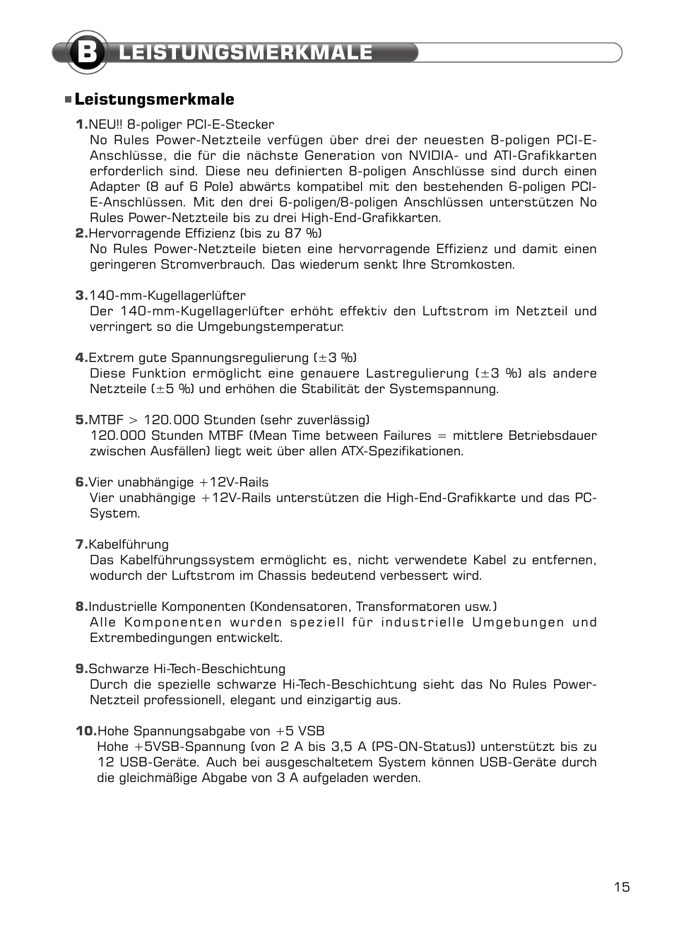 Leistungsmerkmale | XIGMATEK NRP-HC1001 User Manual | Page 16 / 62