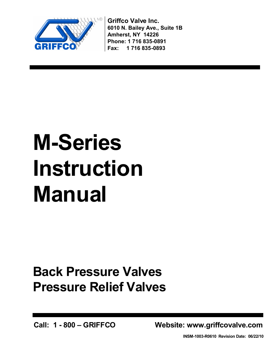 Griffco Valve M-Series User Manual | 4 pages