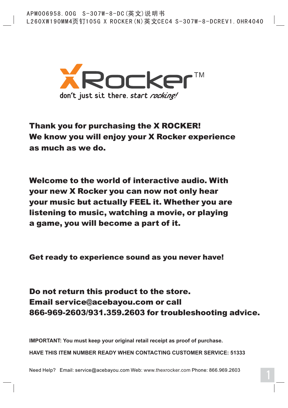 X Rockers 51333 User Manual | 8 pages