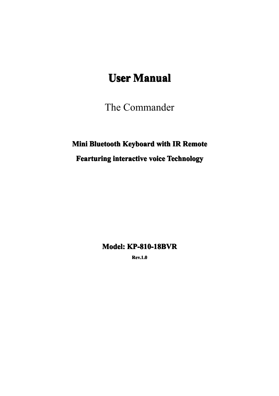 iPazzPort KP-810-18BV User Manual | 33 pages