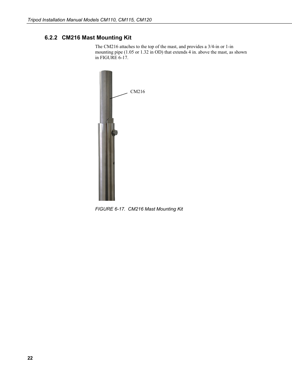 2 cm216 mast mounting kit, Cm216 mast mounting kit, 17. cm216 mast mounting kit | Campbell Scientific CM110, CM115, CM120 Tripod Installation User Manual | Page 30 / 40
