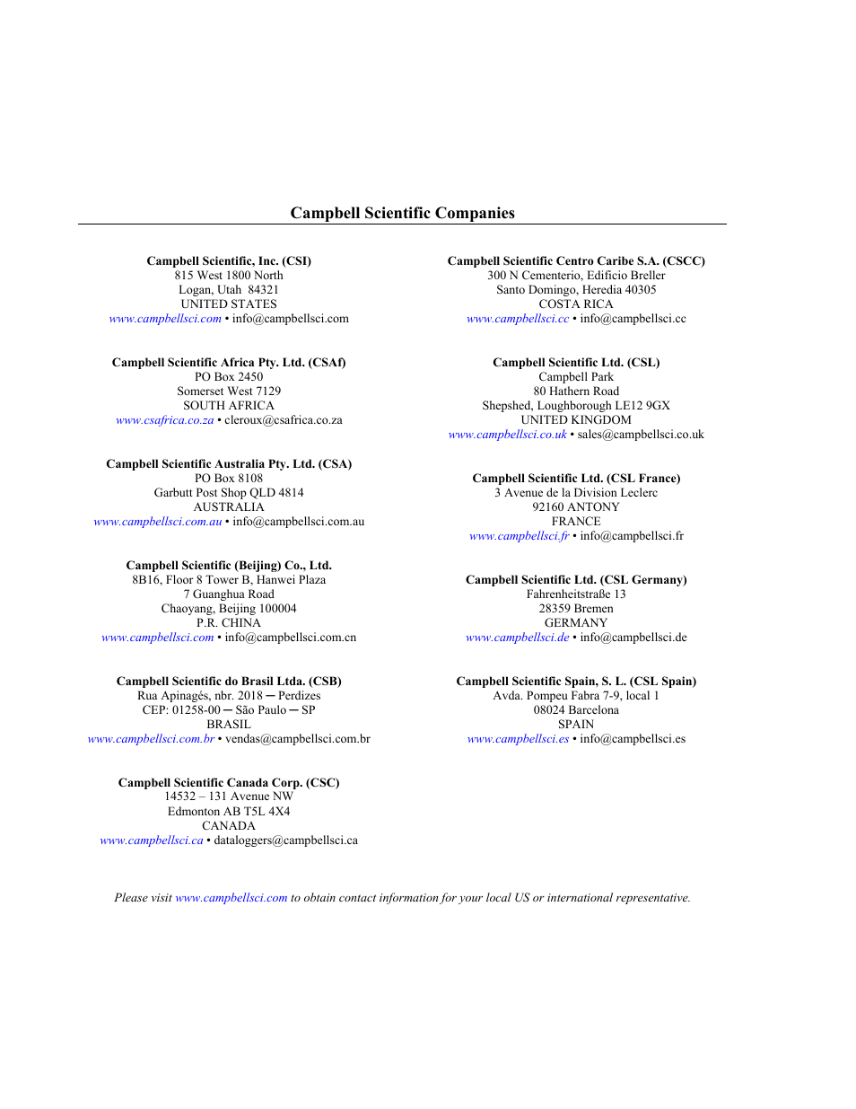 Campbell scientific companies | Campbell Scientific CM110, CM115, CM120 Tripod Installation User Manual | Page 40 / 40