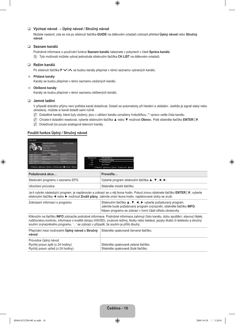 Seznam kanálů, Režim kanálů, Jemné ladění | Použití funkce úplný / stručný návod | Samsung LE37B650T2W User Manual | Page 420 / 680