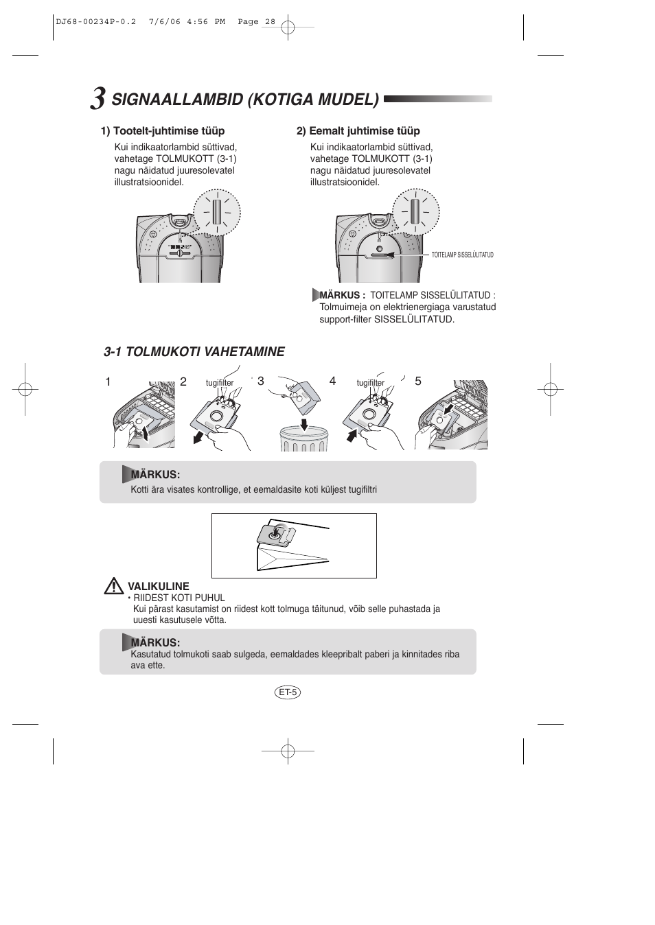 Signaallambid (kotiga mudel) | Samsung SC7840 User Manual | Page 28 / 56