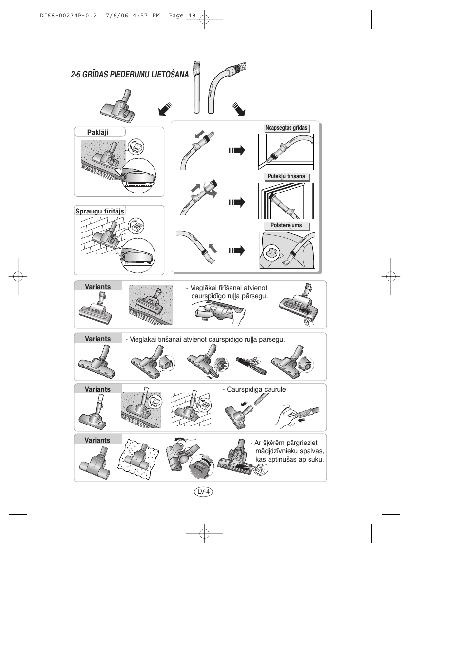 5 gr±das piederumu lietošana | Samsung SC7840 User Manual | Page 49 / 56
