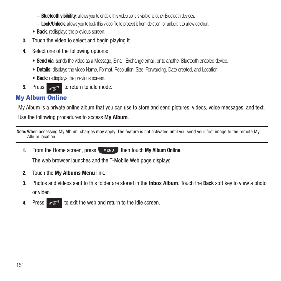 My album online | Samsung SGH-T669AAATMB User Manual | Page 154 / 217