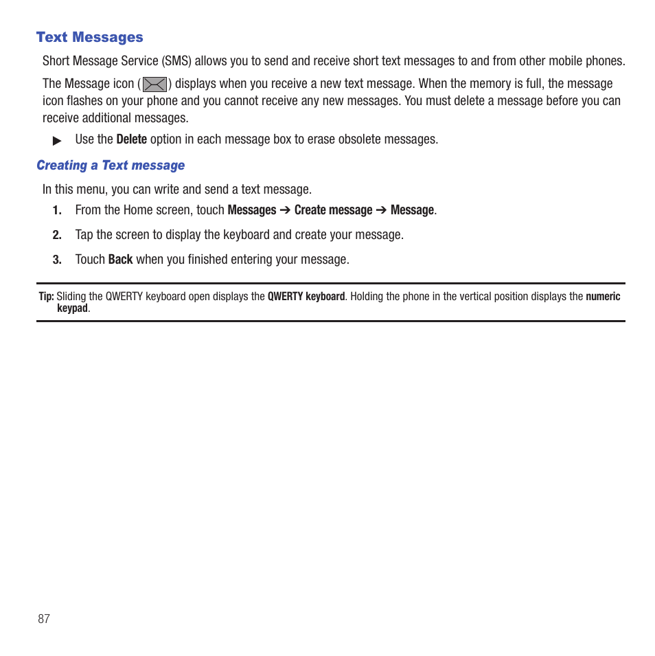 Text messages | Samsung SGH-T669AAATMB User Manual | Page 90 / 217