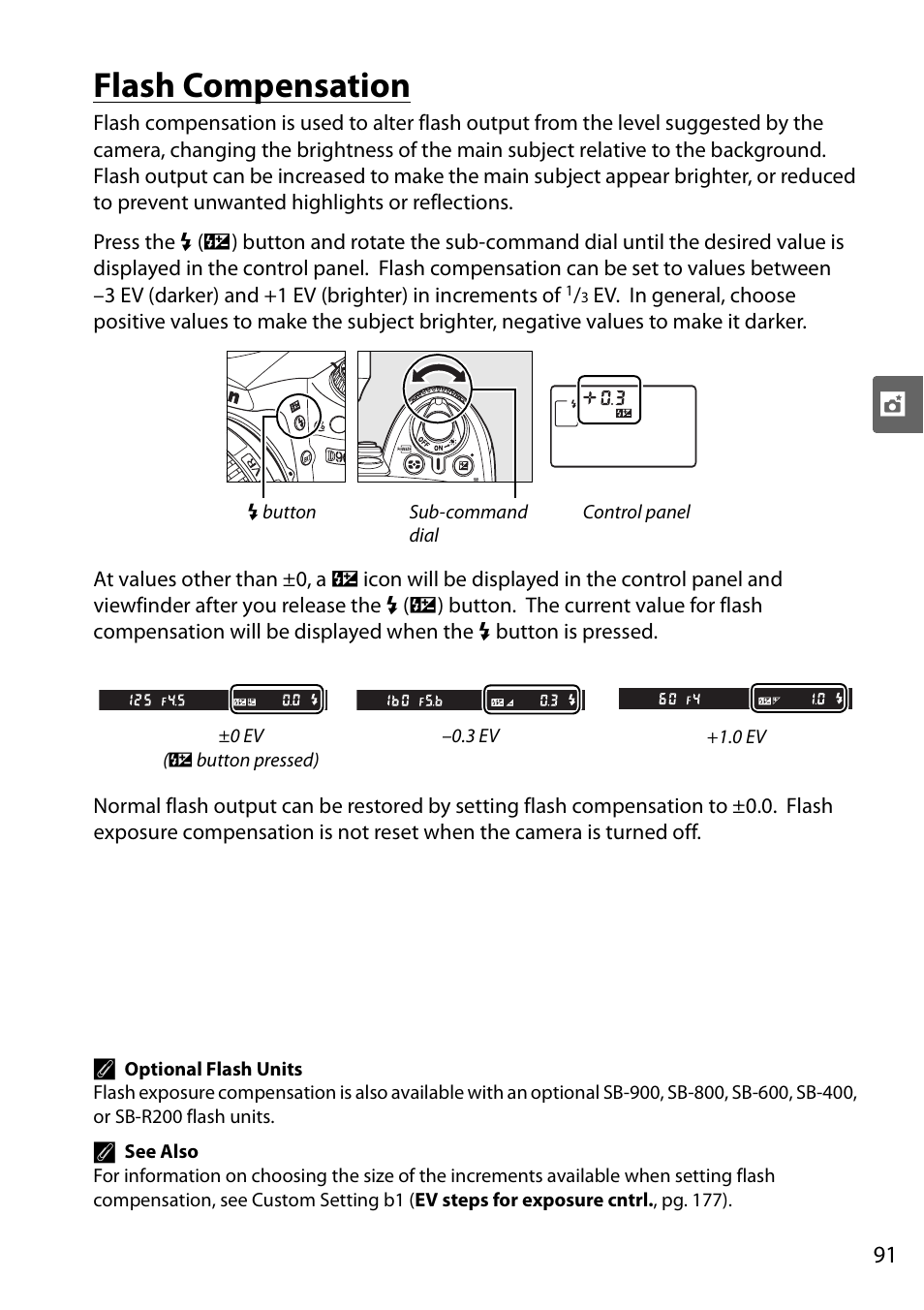 Flash compensation | Nikon D90 User Manual | Page 111 / 300
