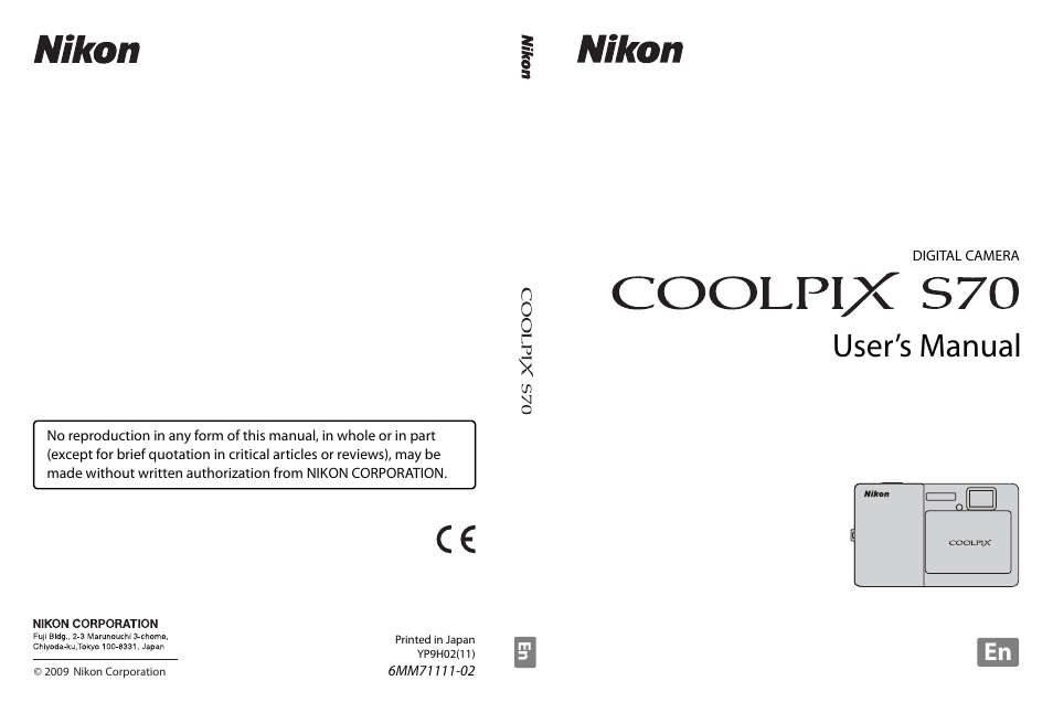 Nikon S70 User Manual | 192 pages