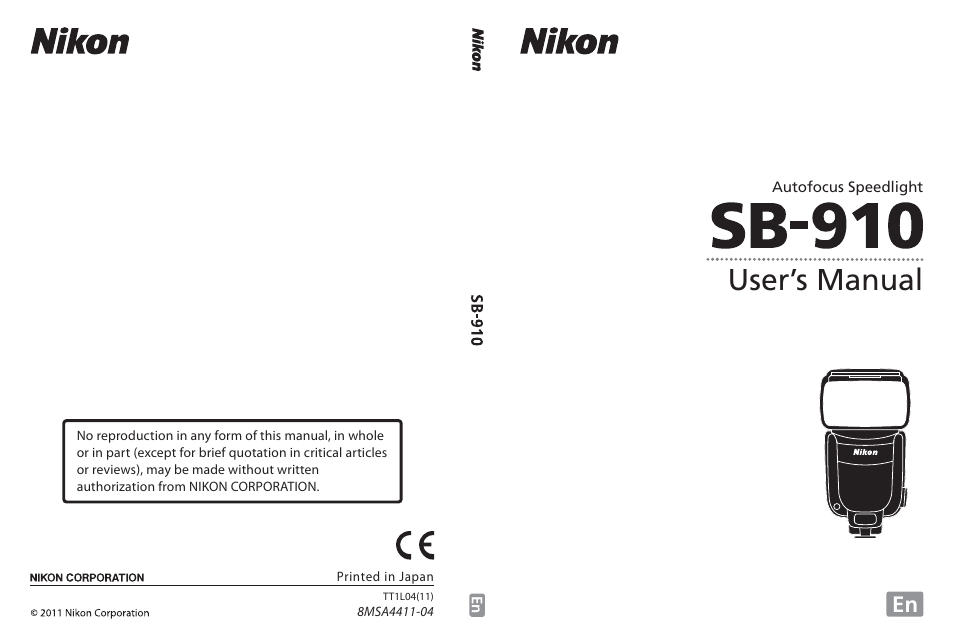 User’s manual | Nikon SB-910 User Manual | Page 136 / 136