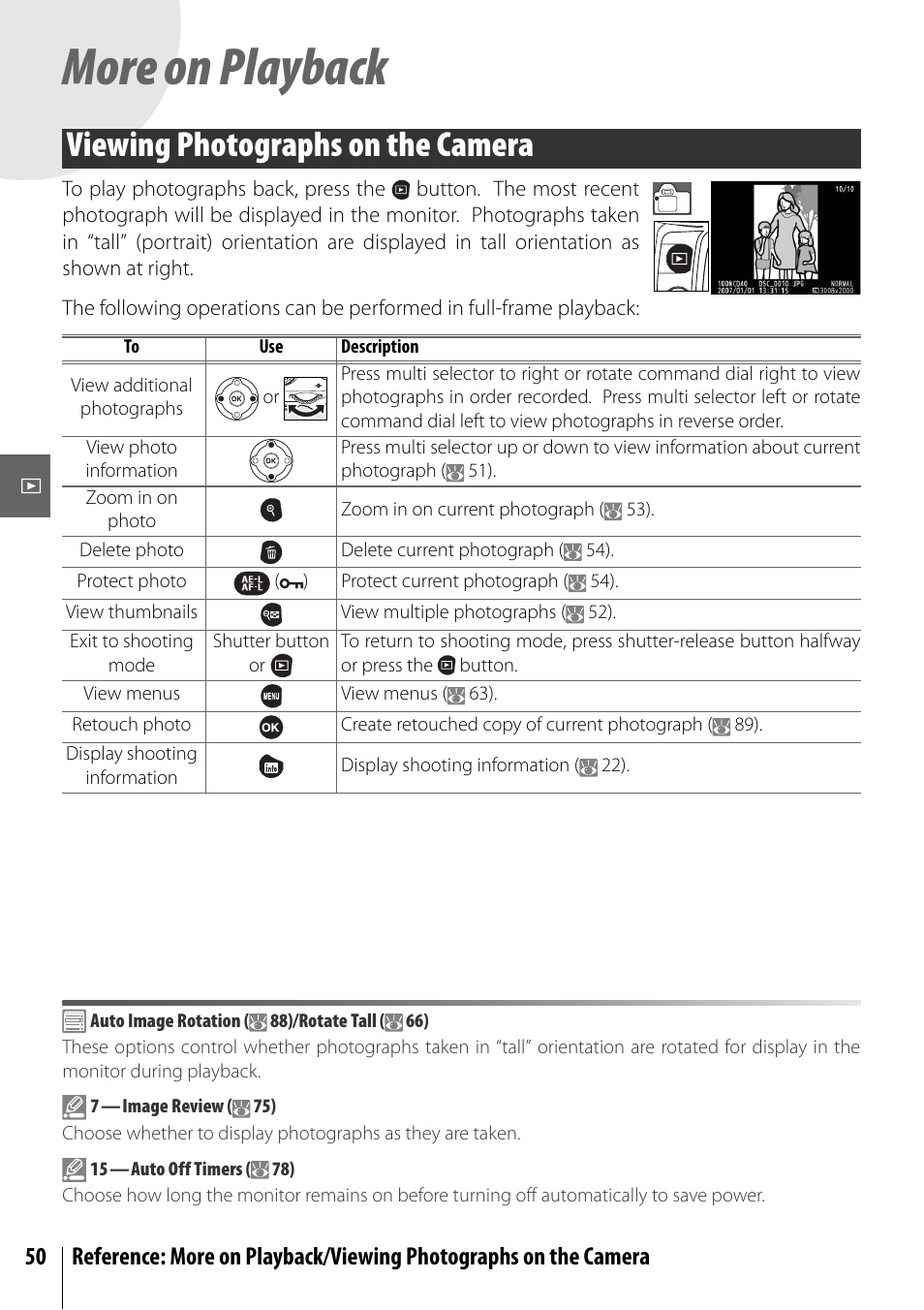 More on playback, Viewing photographs on the camera | Nikon D40 User Manual | Page 62 / 139