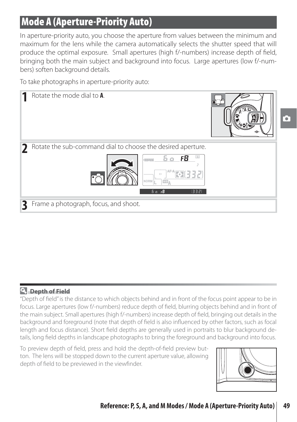 Mode a (aperture-priority auto) | Nikon D80 User Manual | Page 61 / 162