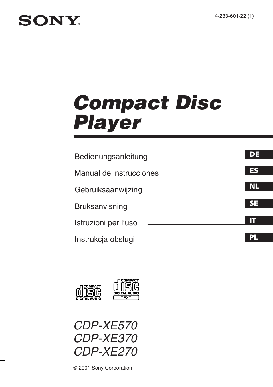 Sony CDP-XE370 User Manual | 108 pages