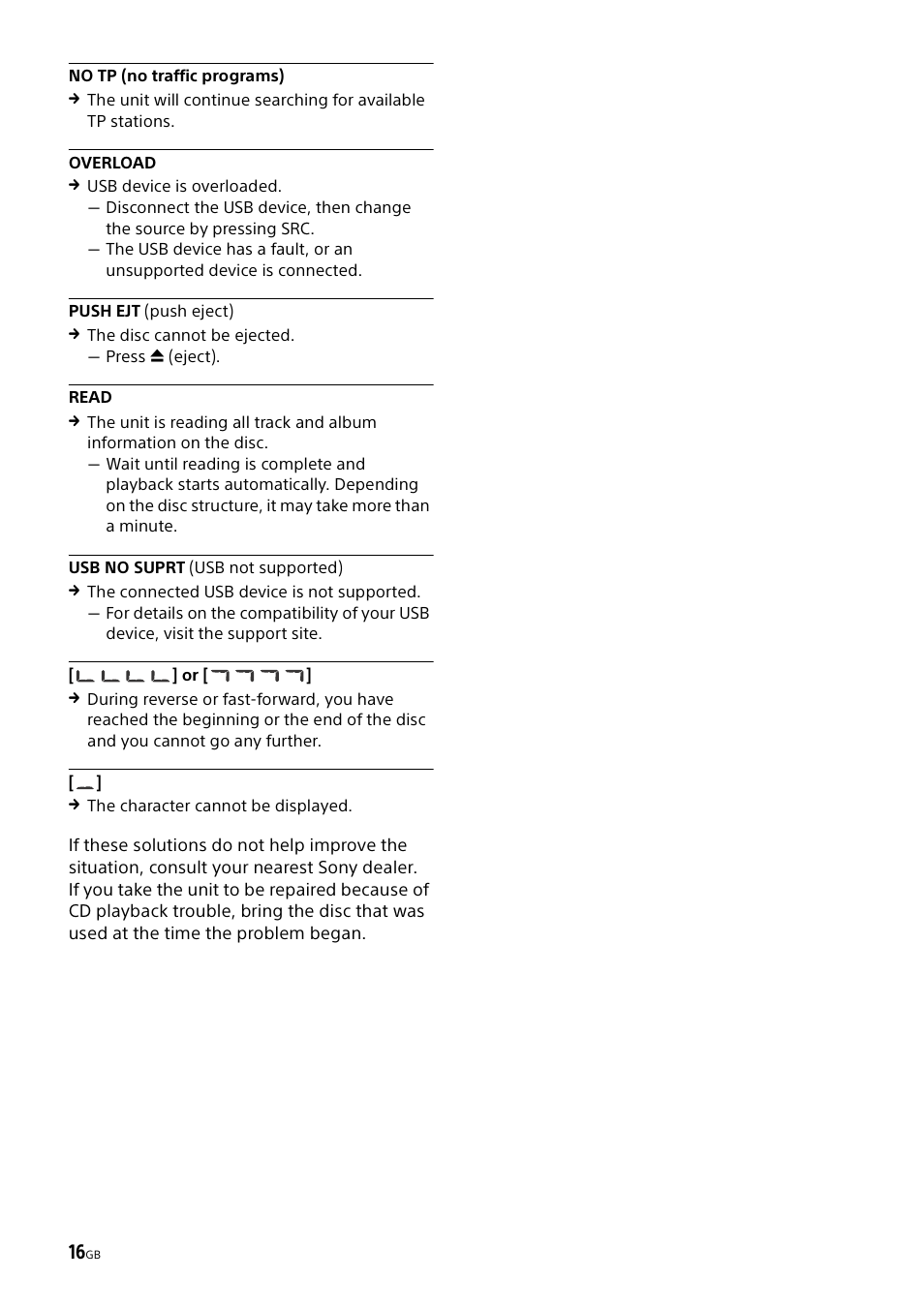 Sony CDX-G1000U User Manual | Page 16 / 84