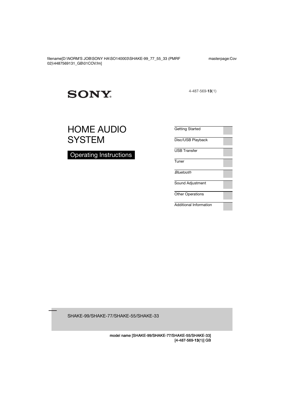 Sony SHAKE-99 User Manual | 48 pages