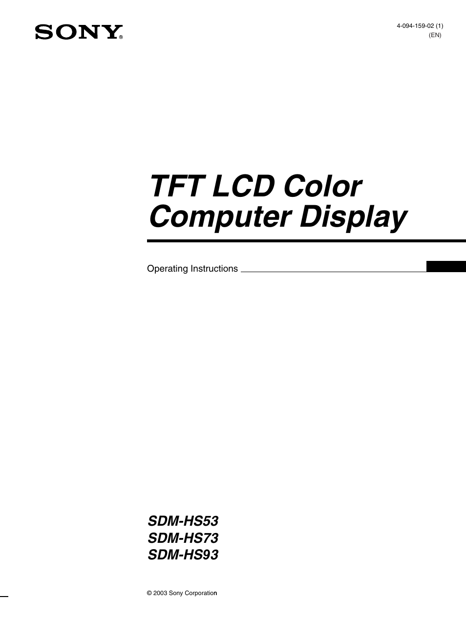 Sony SDM-HS93 User Manual | 19 pages