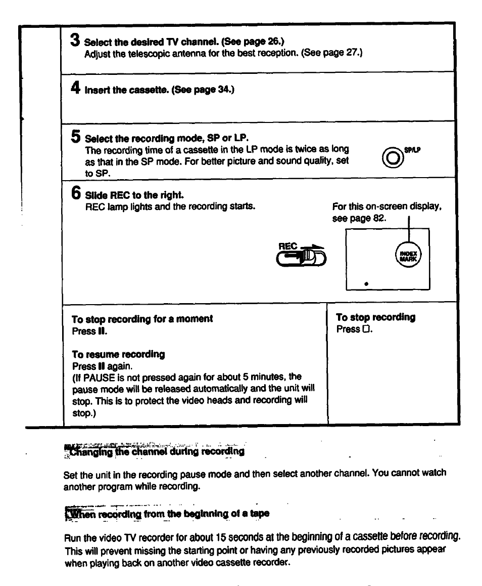 15 seconds, The beginning, Cassette before recording | Sony GV-500 User Manual | Page 37 / 84