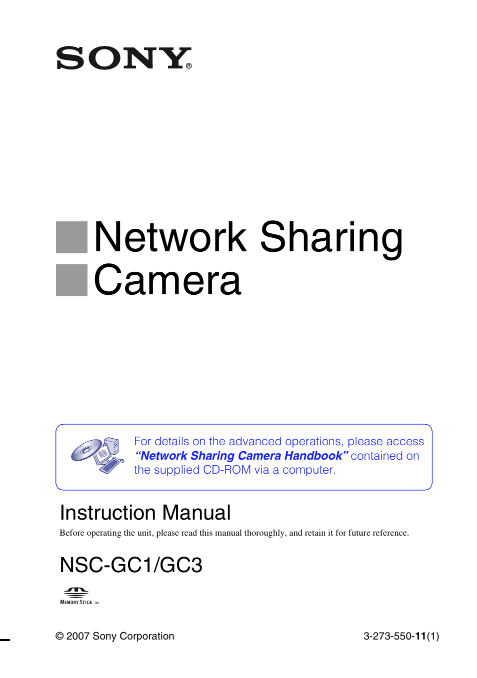 Sony NSC-GC1 User Manual | 32 pages