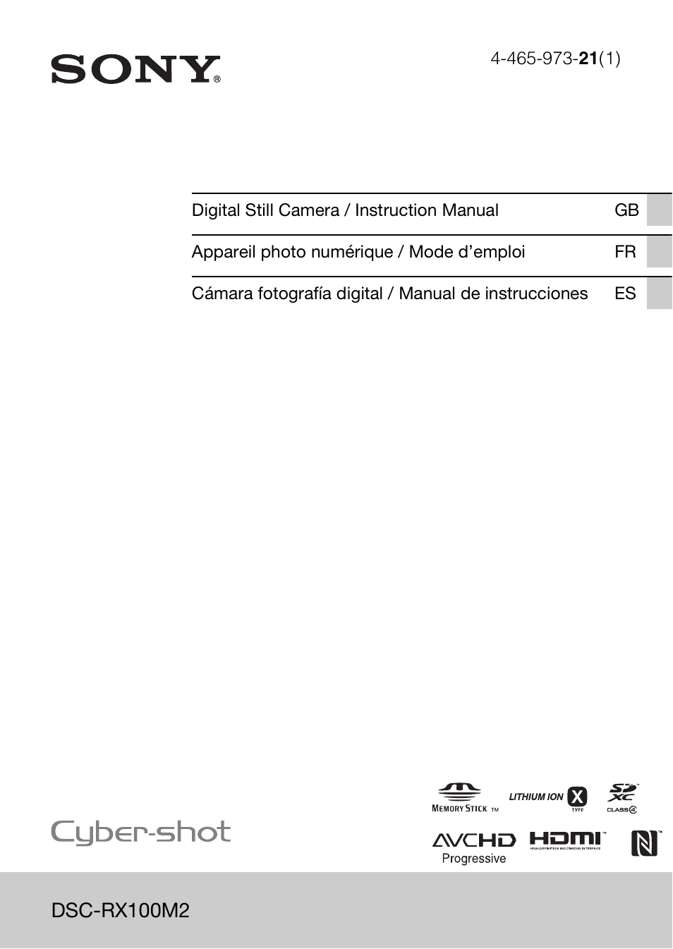 Sony DSC-RX100M2COS User Manual | 120 pages