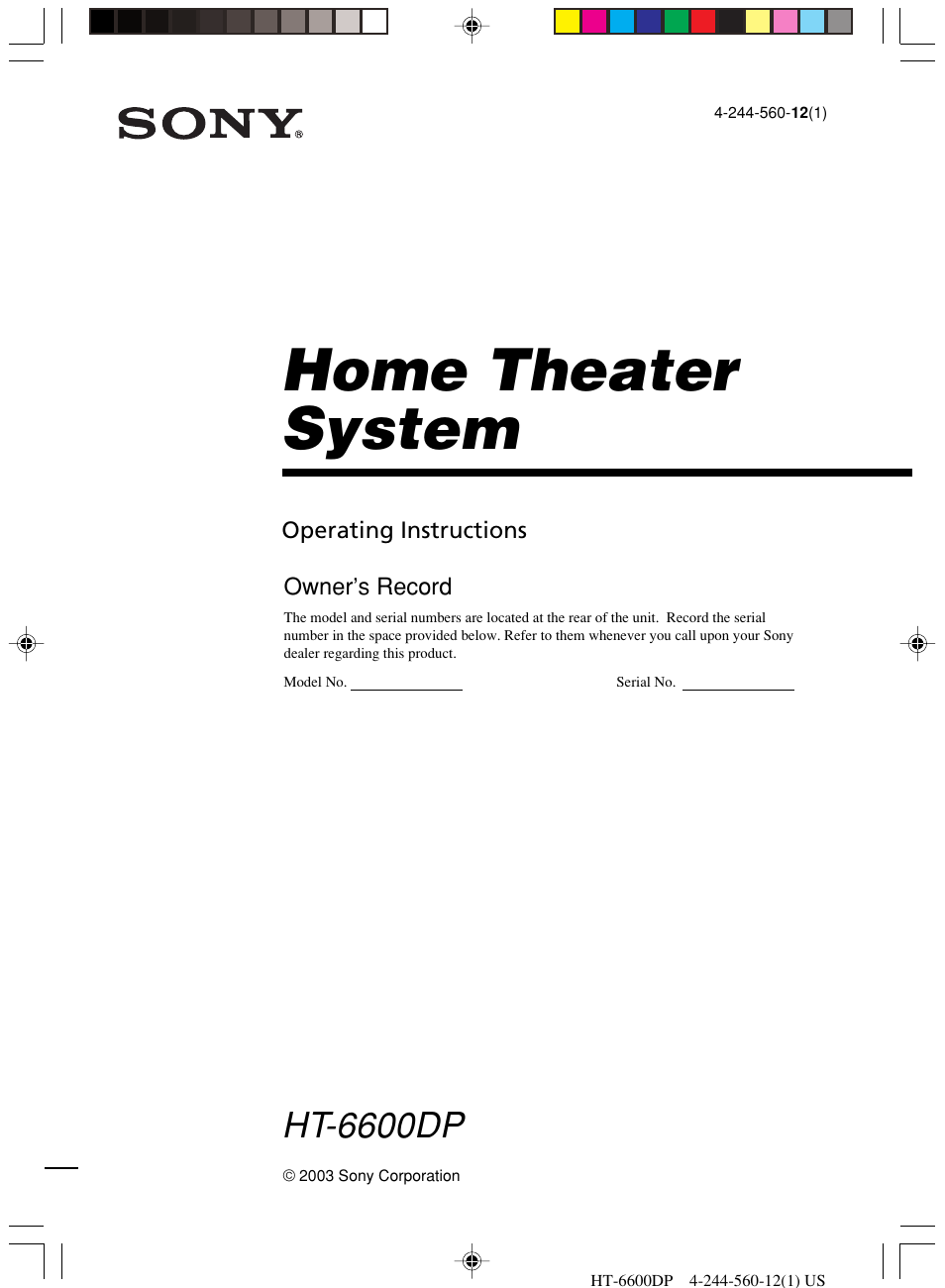 Sony HT-6600DP User Manual | 52 pages