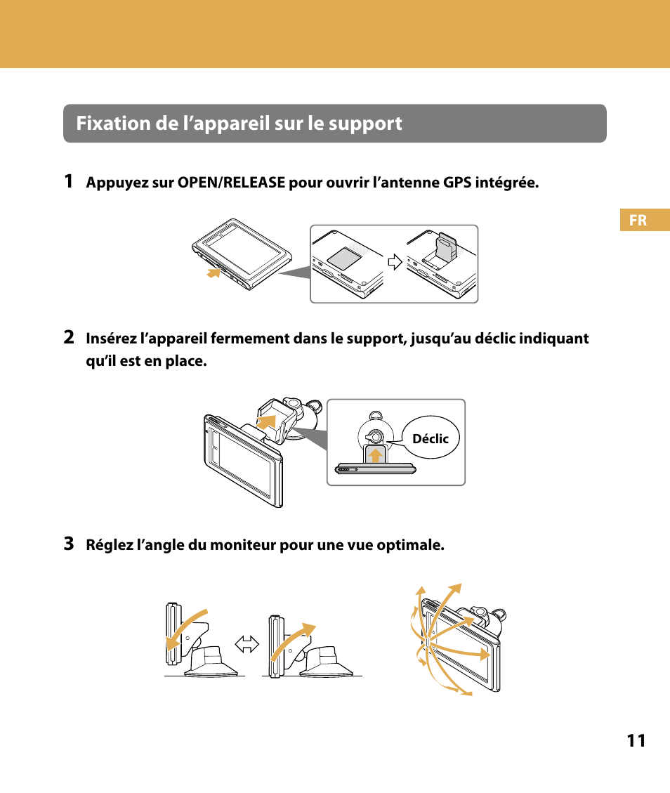 Fixation de l’appareil sur le support 1 | Sony NV-U84 User Manual | Page 45 / 104