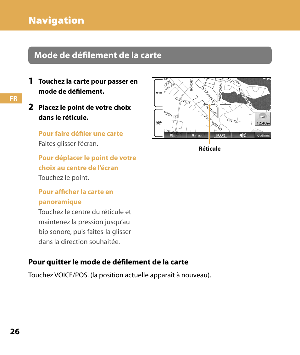 Navigation, Mode de défilement de la carte 1 | Sony NV-U84 User Manual | Page 60 / 104