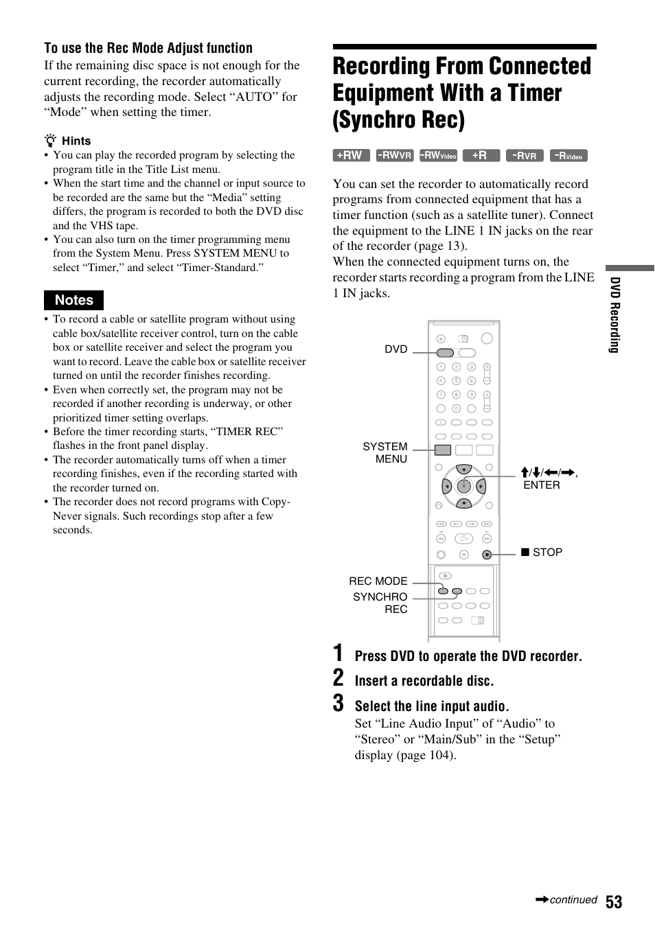 Sony RDR-VX521 User Manual | Page 53 / 132