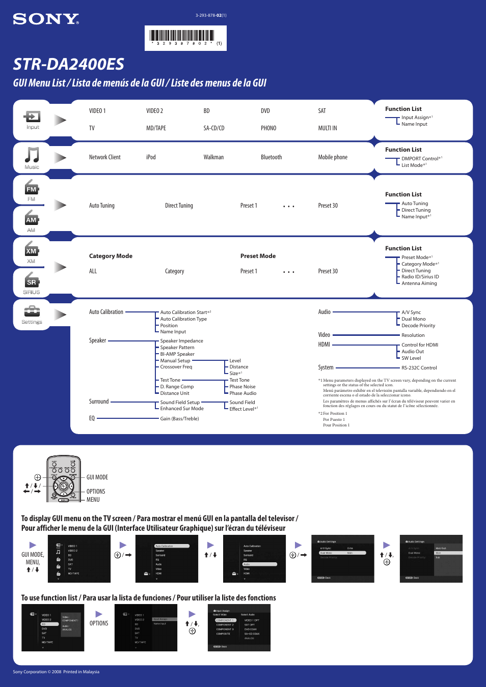 Sony STR-DA2400ES User Manual | 1 page