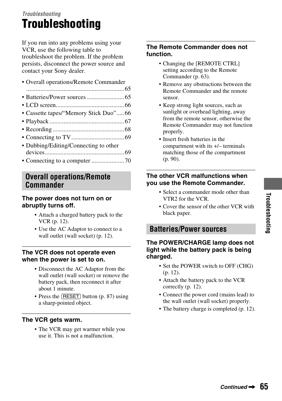 Troubleshooting | Sony GV-HD700 User Manual | Page 65 / 108
