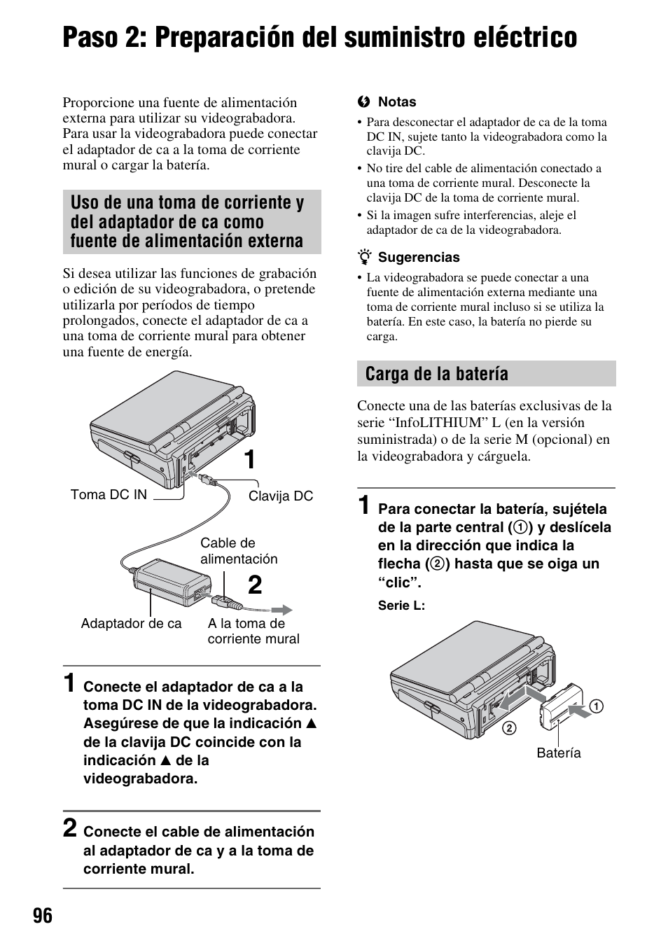 Paso 2: preparación del suministro eléctrico | Sony GV-HD700 User Manual | Page 96 / 108