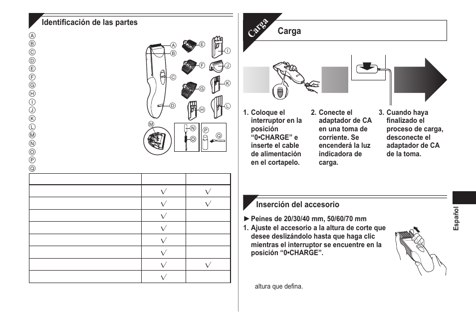 Carga | Panasonic ERCA70 User Manual | Page 33 / 108