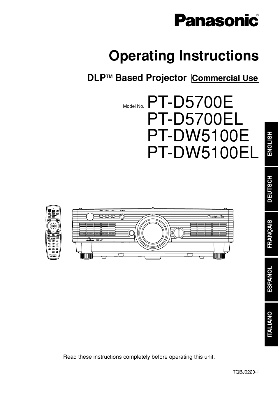 Panasonic PT-D5700 User Manual | 64 pages
