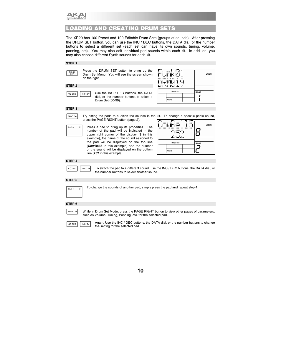 Loading and creating drum sets | Akai xr20 User Manual | Page 12 / 76