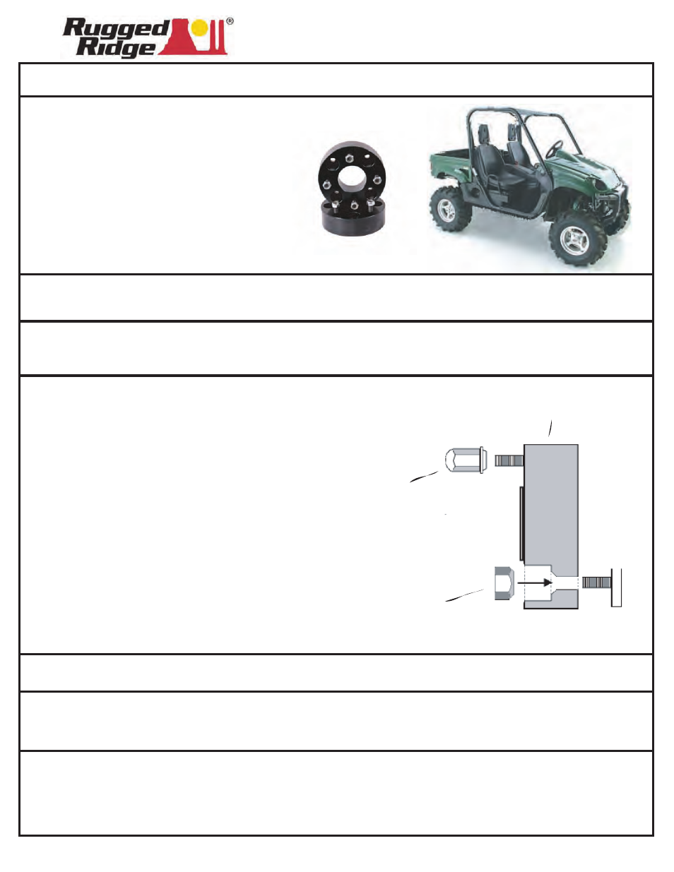 Rugged Ridge Wheel Spacers, 1.75-inch, 04-11 Yamaha Rhinos User Manual | 1 page