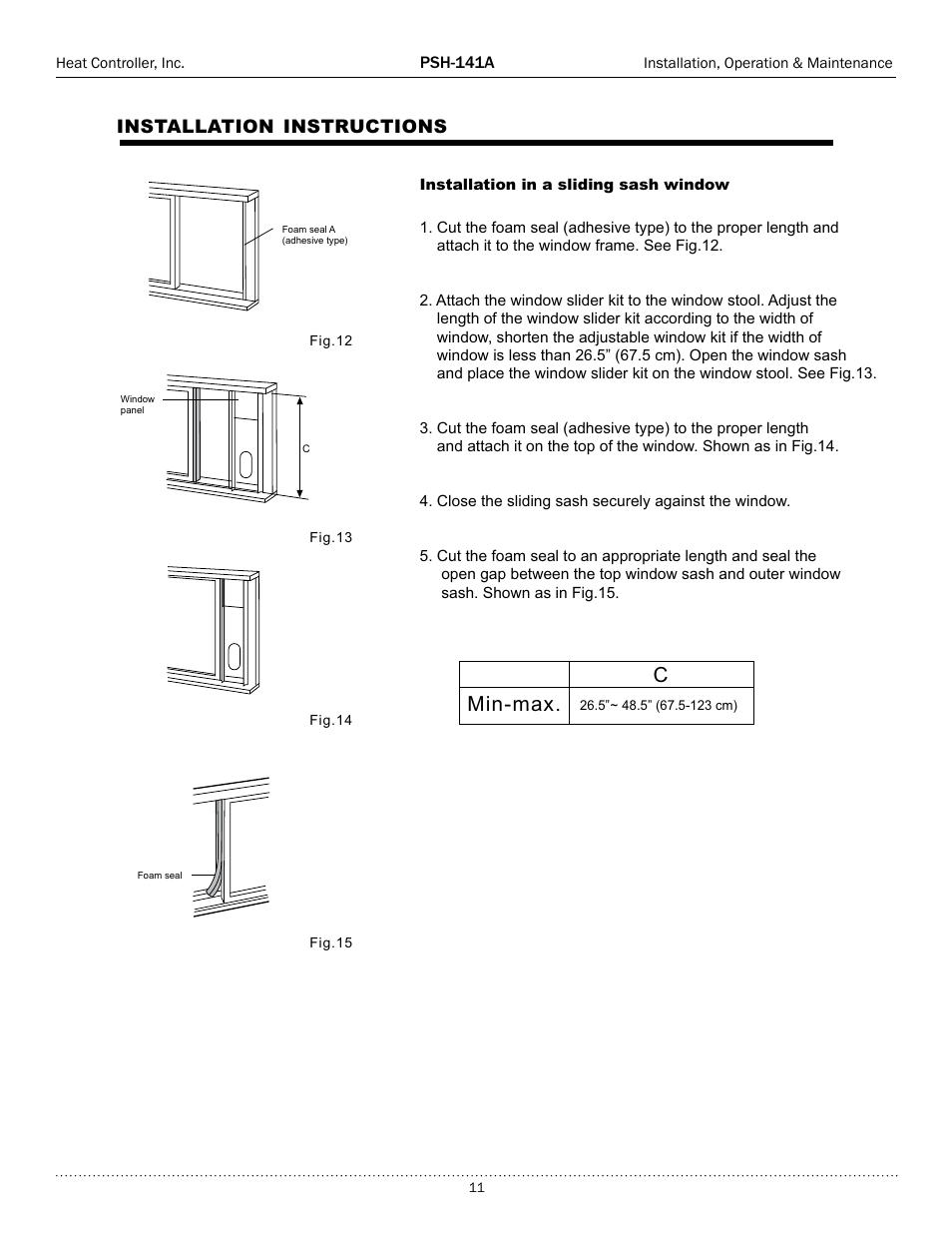 Cmin-max, Installation instructions | Comfort-Aire PSH-141A User Manual | Page 11 / 16
