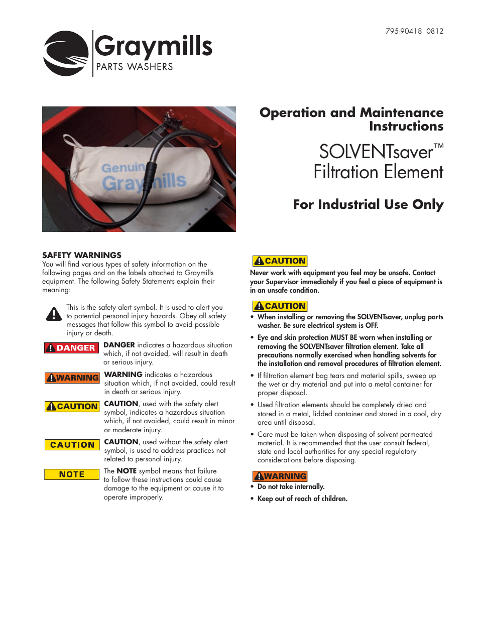 Graymills Solvent Saver User Manual | 2 pages