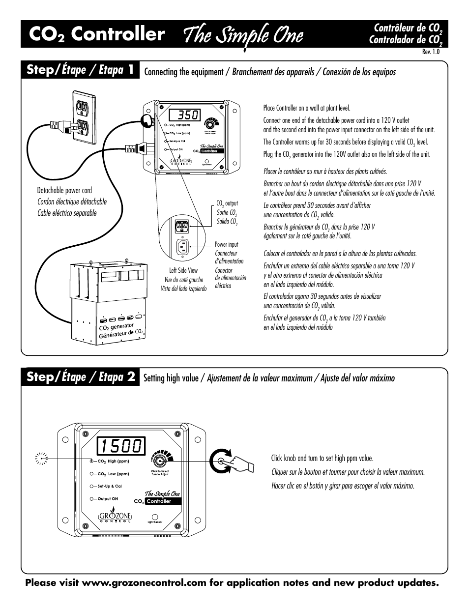 Sunlight Supply Grozone Control SCO2 0-5000 PPM CO2 Controller "Simple One Series User Manual | 4 pages