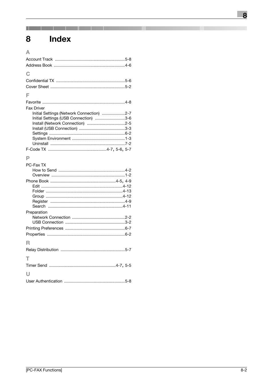 8 index, Index, 8index | Konica Minolta bizhub 4050 User Manual | Page 60 / 61