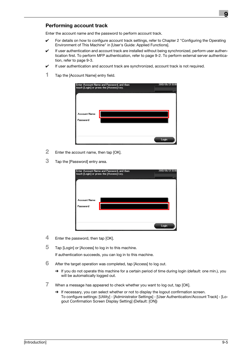Performing account track, Performing account track -5 | Konica Minolta bizhub 4050 User Manual | Page 63 / 86