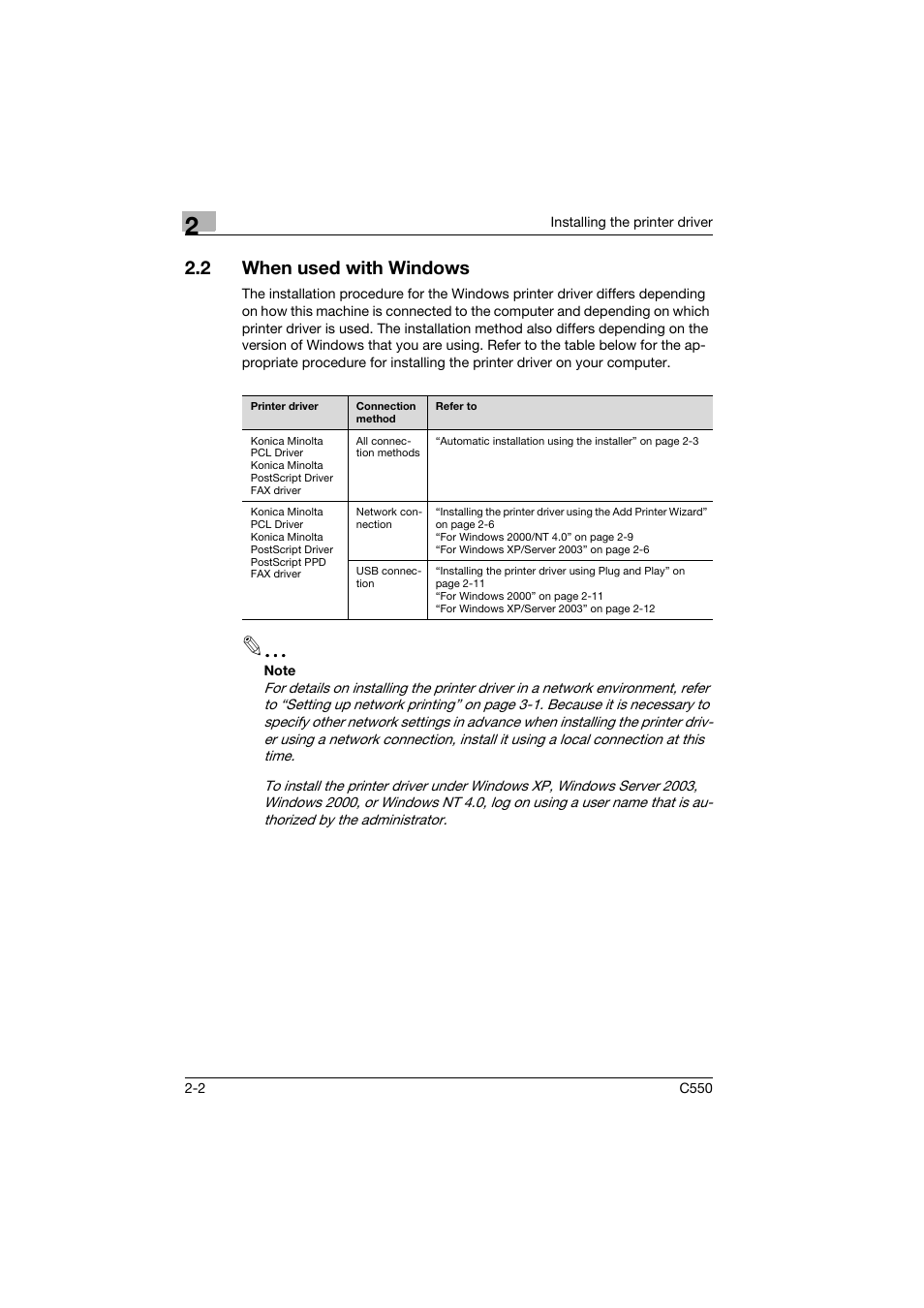 2 when used with windows, When used with windows -2 | Konica Minolta bizhub C550 User Manual | Page 37 / 102
