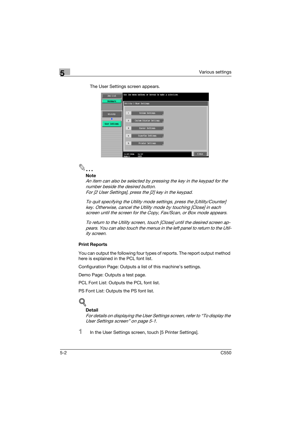 Print reports, Print reports -2 | Konica Minolta bizhub C550 User Manual | Page 87 / 102