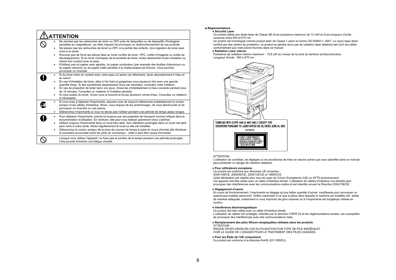 Attention | Konica Minolta bizhub 4050 User Manual | Page 7 / 67