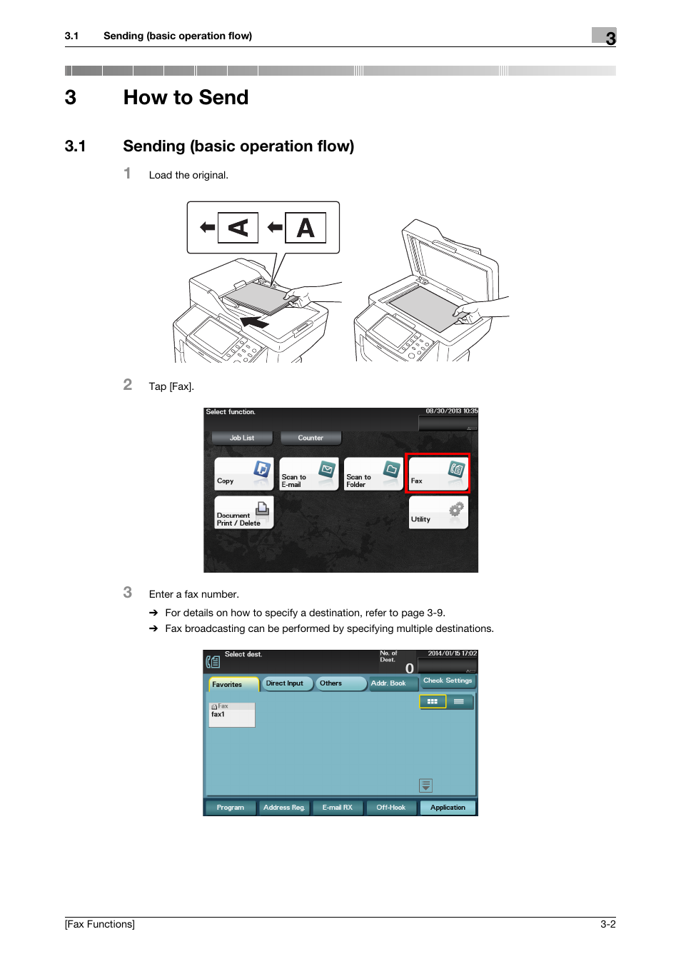 3 how to send, 1 sending (basic operation flow), How to send | Sending (basic operation flow) -2, 3how to send | Konica Minolta bizhub 4750 User Manual | Page 13 / 69