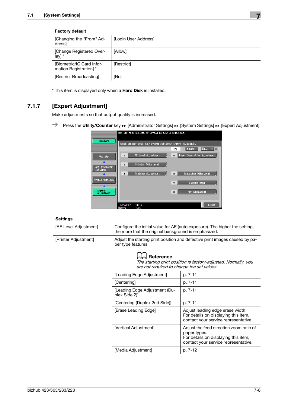 7 [expert adjustment, Expert adjustment] -8 | Konica Minolta BIZHUB 223 User Manual | Page 140 / 266