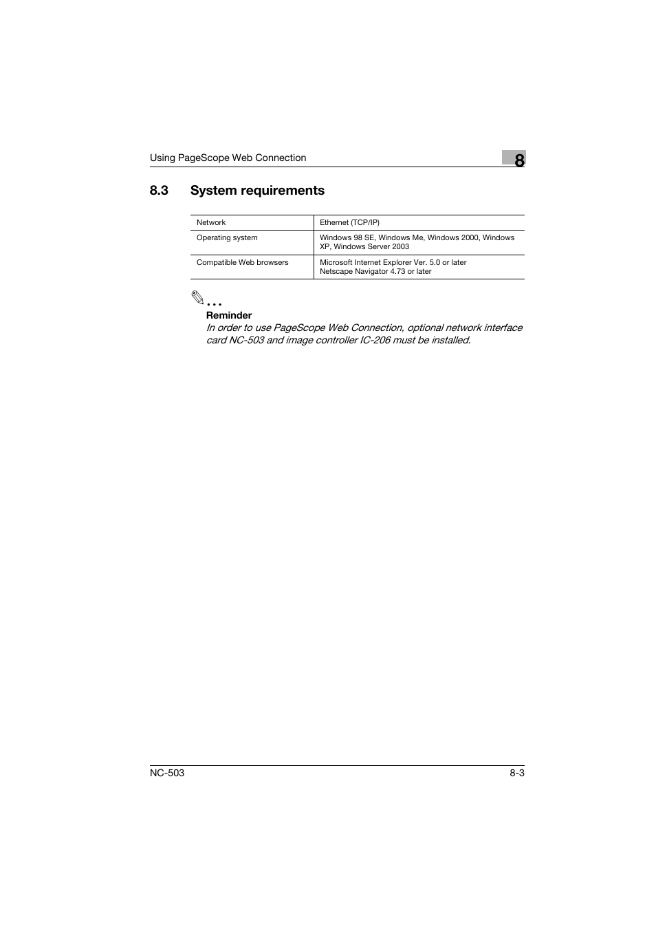 3 system requirements, System requirements -3 | Konica Minolta NC-503 User Manual | Page 168 / 244