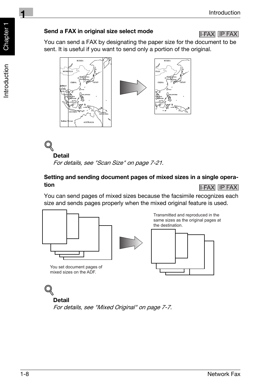 Send a fax in original size select mode | Konica Minolta bizhub C250 User Manual | Page 17 / 332