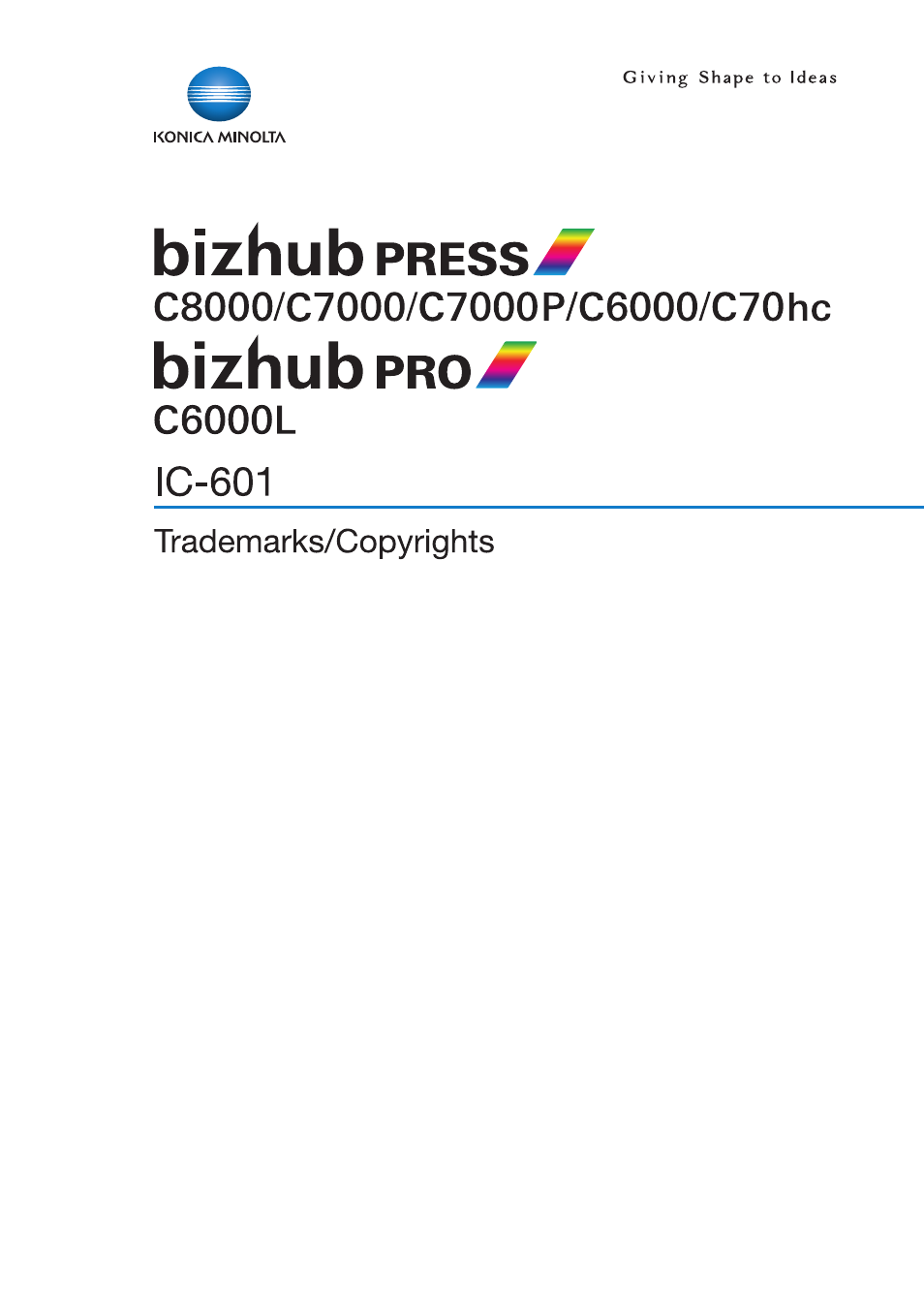 Konica Minolta bizhub PRESS C7000P User Manual | 138 pages