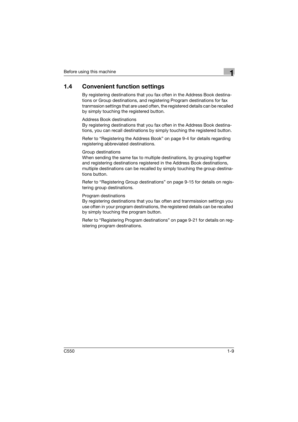4 convenient function settings, Convenient function settings -9 | Konica Minolta bizhub C550 User Manual | Page 46 / 491