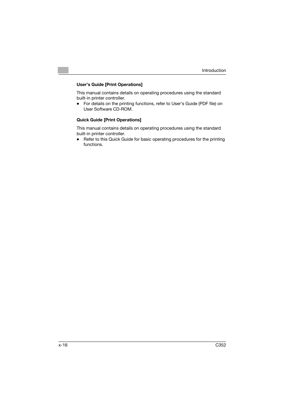 User’s guide [print operations, Quick guide [print operations | Konica Minolta bizhub C352 User Manual | Page 17 / 198
