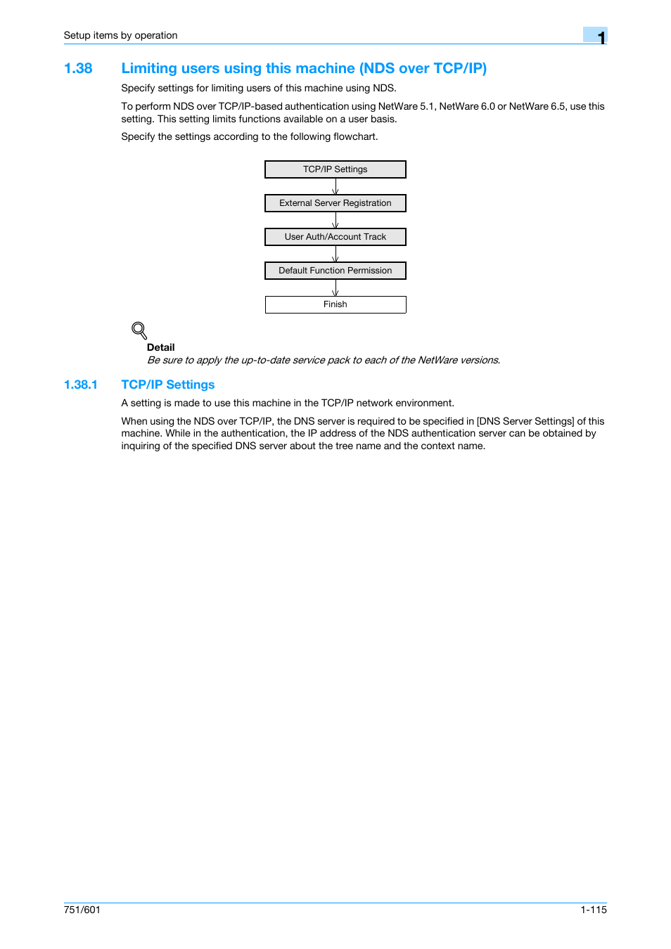 1 tcp/ip settings, Tcp/ip settings -115 | Konica Minolta bizhub 601 User Manual | Page 128 / 233